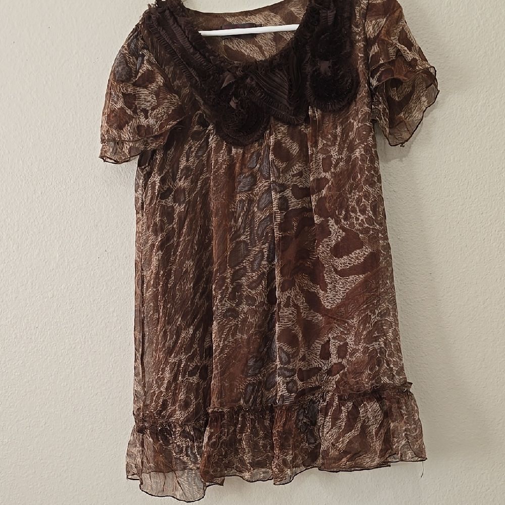 Pretty Angel Brown Patterned Kids Dress